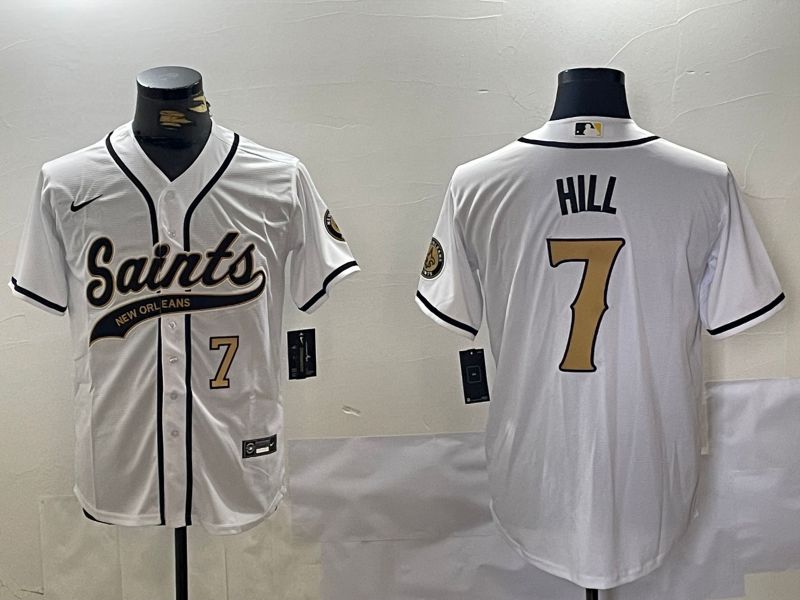 Men New Orleans Saints #7 Hill White Joint Name 2024 Nike Limited NFL Jersey style 2->indianapolis colts->NFL Jersey